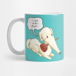 Borzoi Dog Holding a Plunger Mug